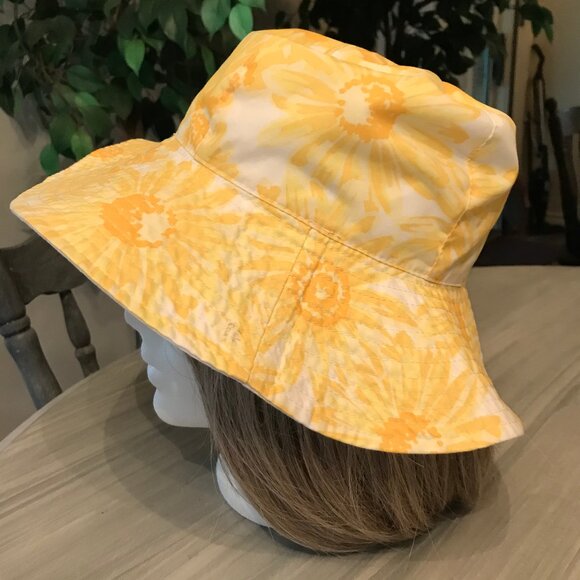 Ladies Lemon Colored Floral Summer Hat One Size - Picture 1 of 3